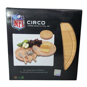 NFL Baltimore Ravens Wood Cheese Board Tool Set Round Rotate Football Circo NEW